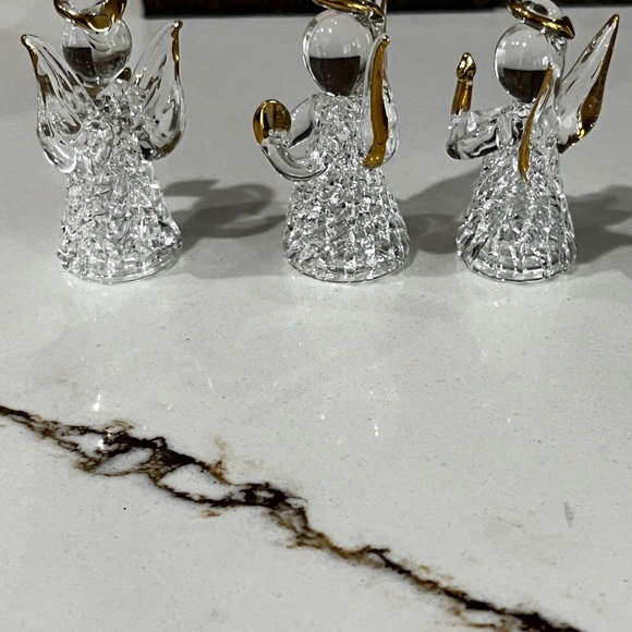Hand blown 3-glass angels of worry 1.3” dipped in 24k - Picture 7 of 8